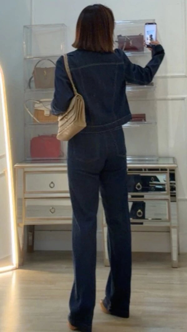 Calça Pantalona Jeans Carla Cinto Fino