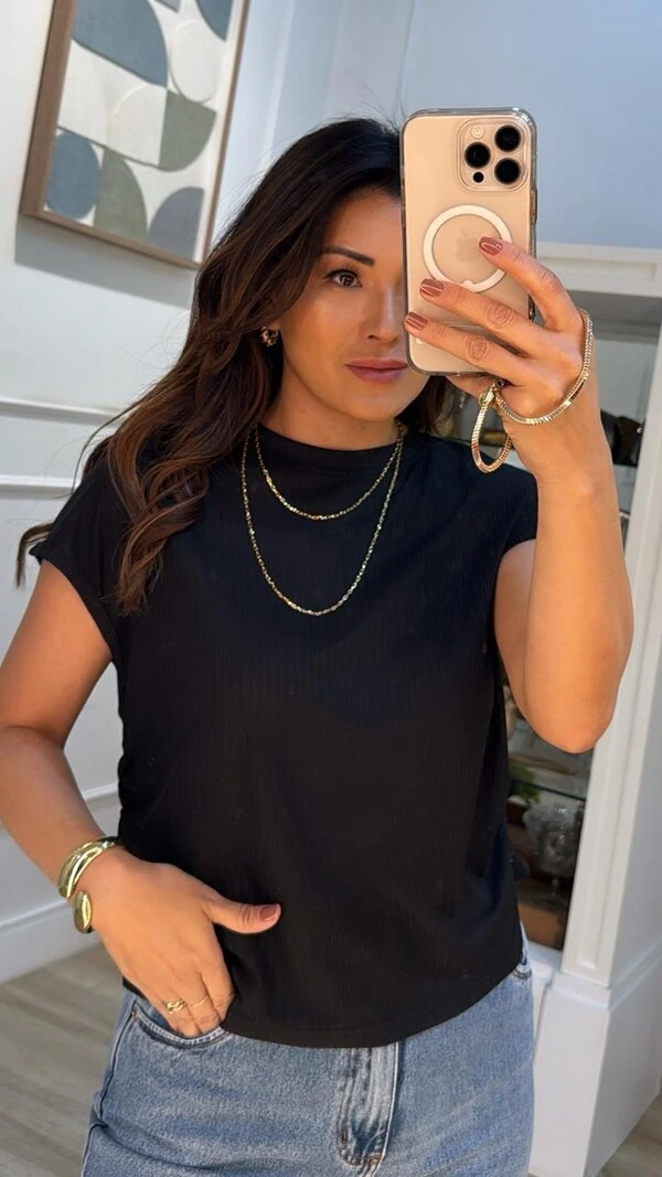 Blusa Ampla Steff Canelada Com Detalhes Texturizados