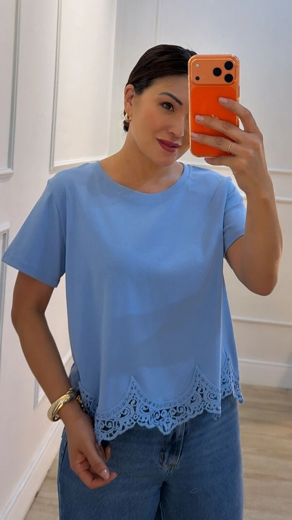 Blusa De Malha Valentina Renda No Barrado