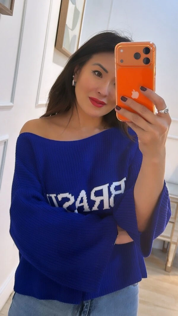 Blusa Ampla De Tricot Brasil Erika Mangas 7/8