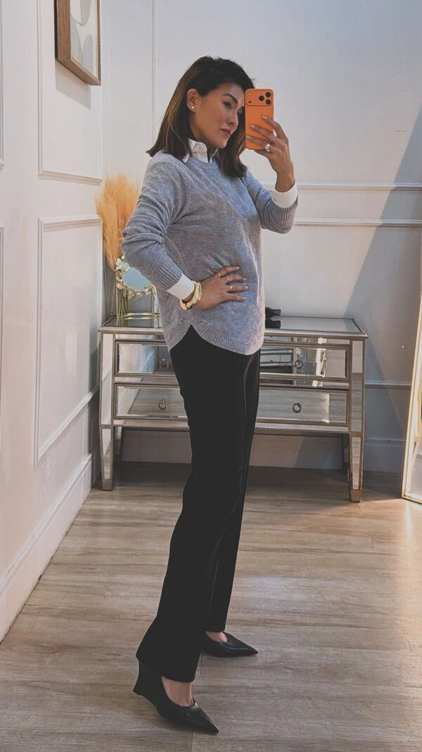 Blusa Tricot Nervuras Em Zigue-Zague Noelle Barrado Arredondado
