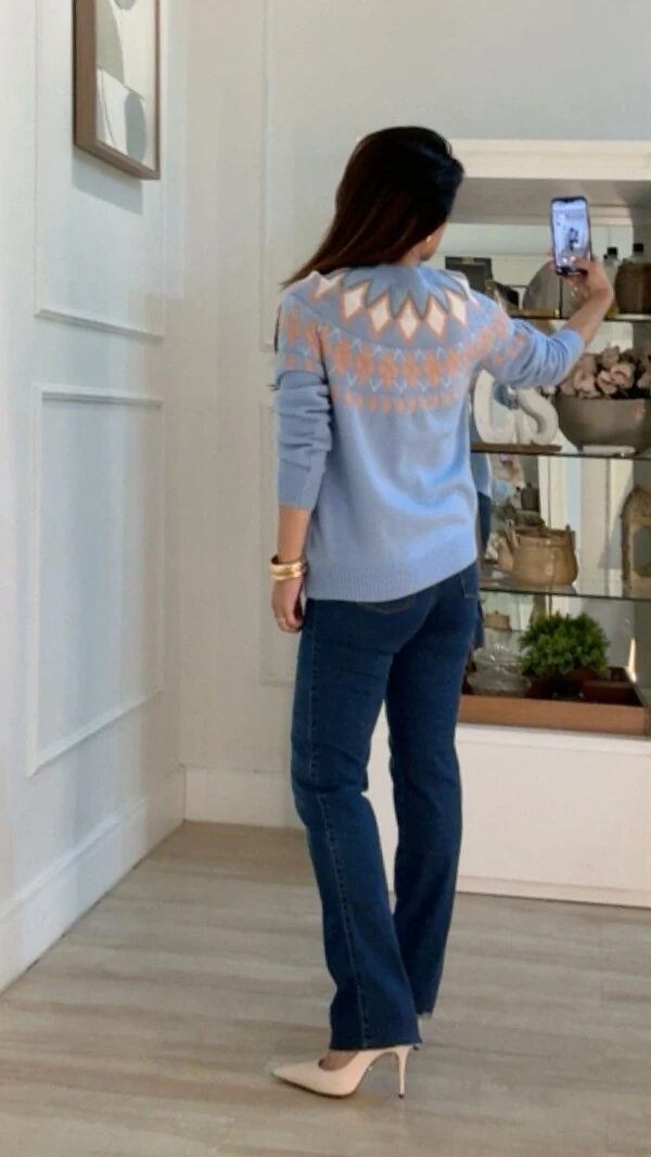 Blusa Tricot Melory Com Losangos Multicolor
