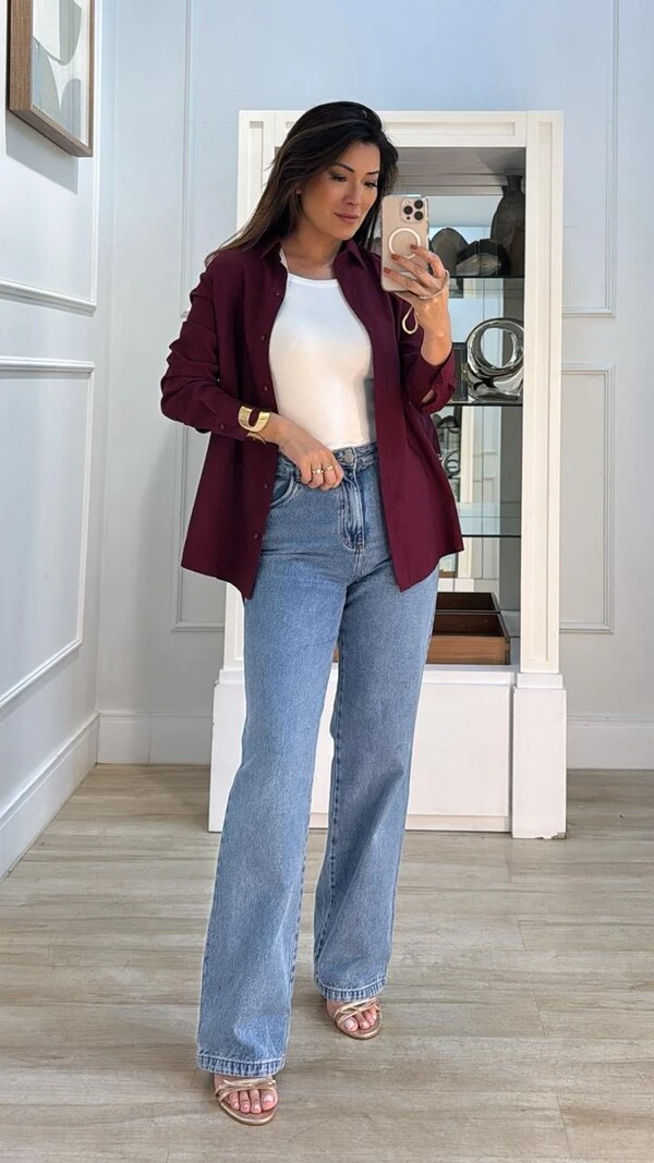 Maxi Camisa Twill Sofia Botões Forrados