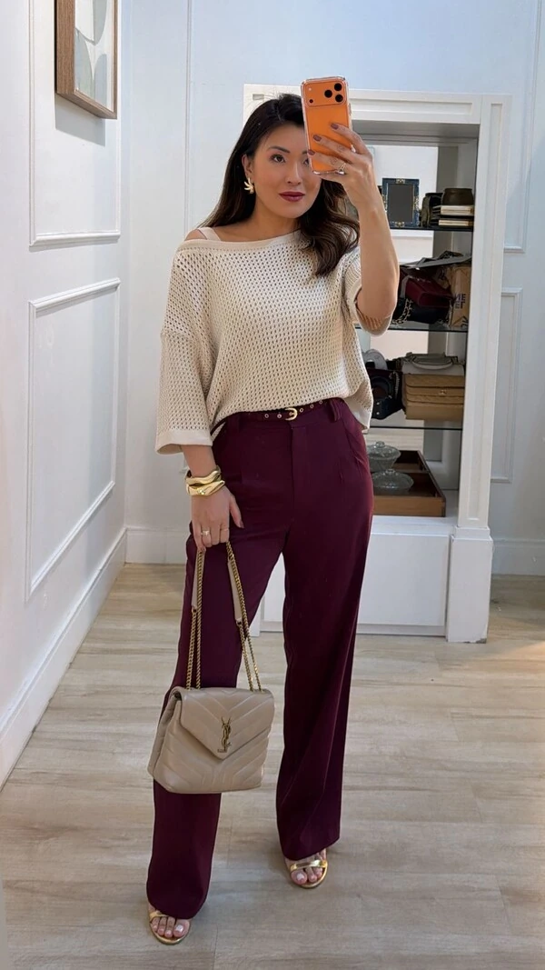 Blusa Ticot Vazado Ampla Catherine Mangas 3/4