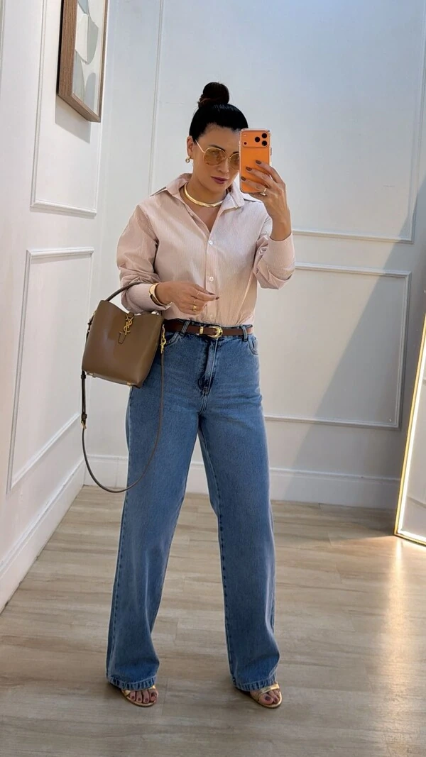 Camisa Listrada Diana Mangas Longas