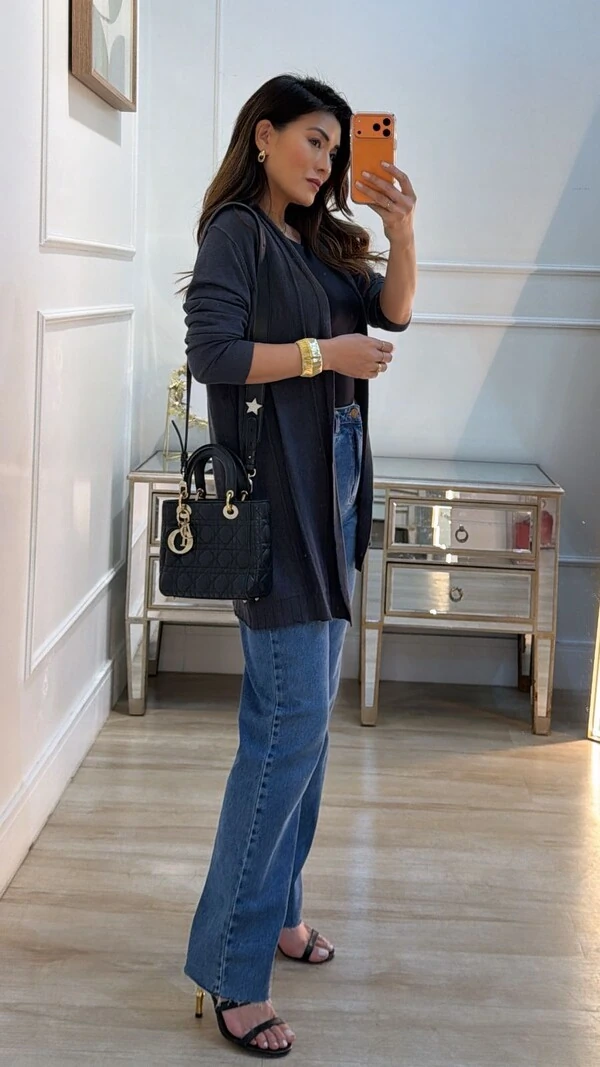 Cardigan Tricot Fabiola Nervuras Frontal Em Relevo