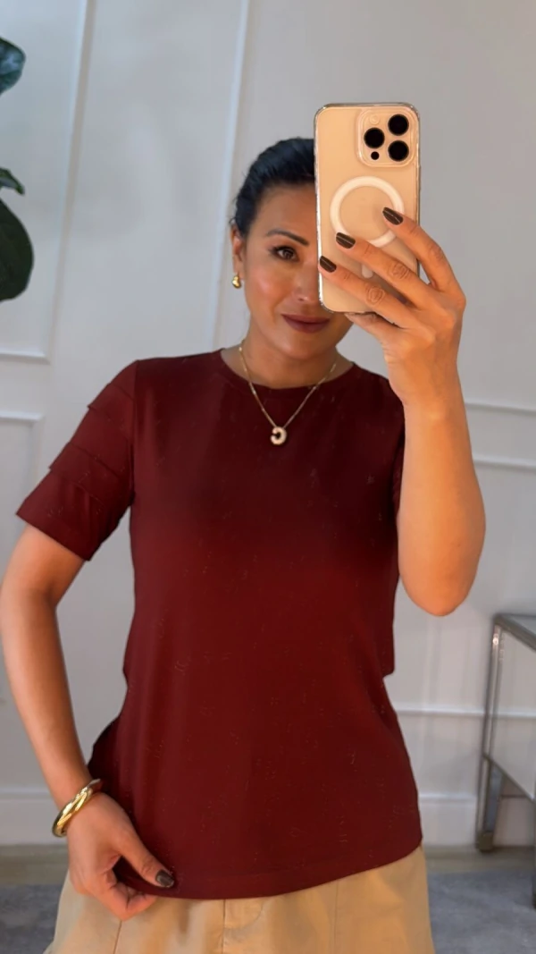 Blusa De Malha Noemi Mangas 3/4 Com Recortes