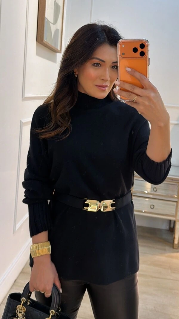 Blusa Poncho tricot Simone Gola Alta