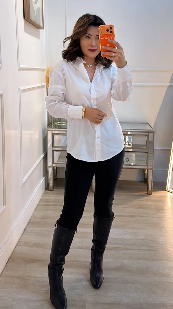 Maxi Camisa Talita Com Pregas Nos Punhos