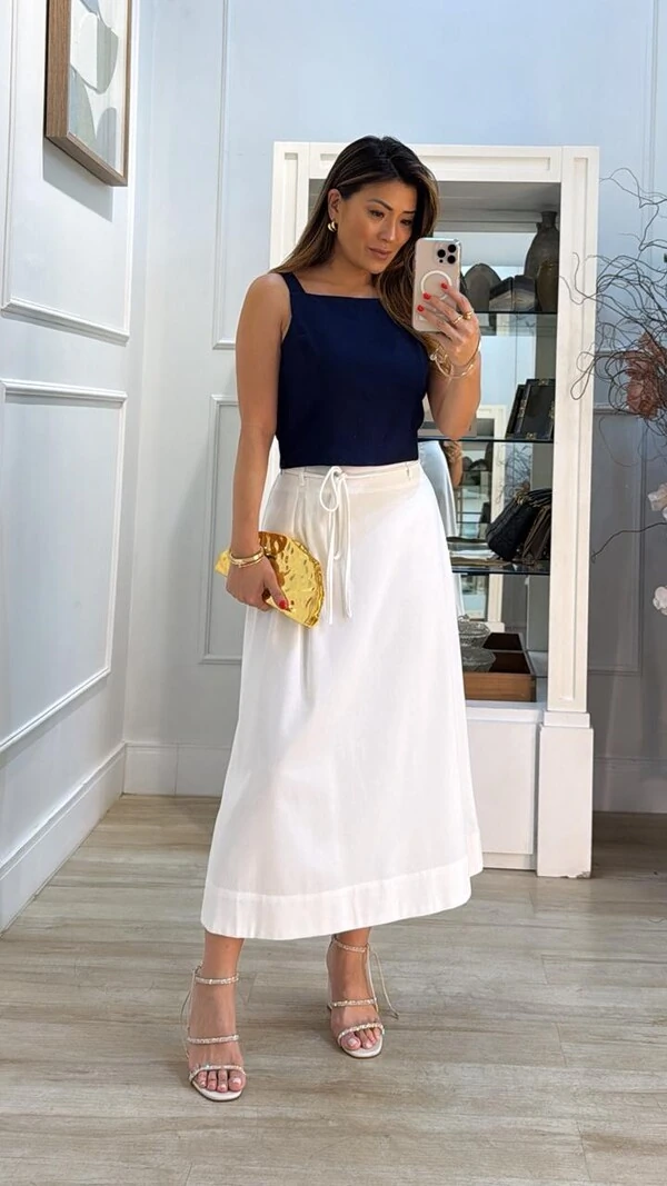 Cropped Twill Cavado Gisele Decote Reto