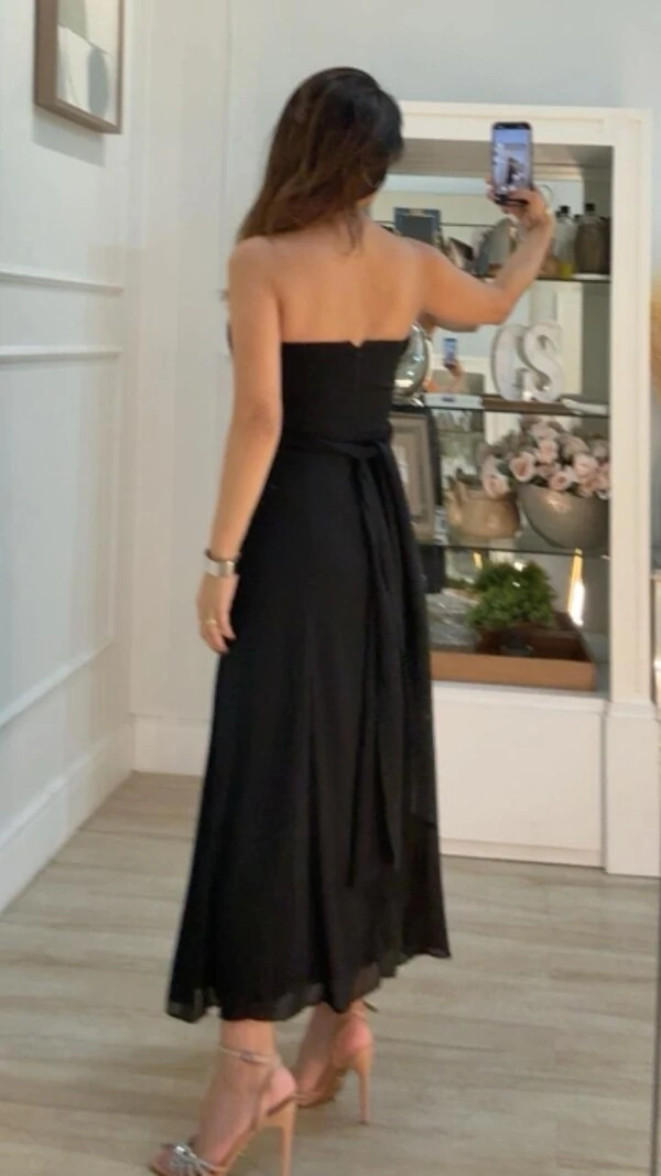 Vestido Midi Chiffon Tomara Que Caia Gisele Detalhe Lateral