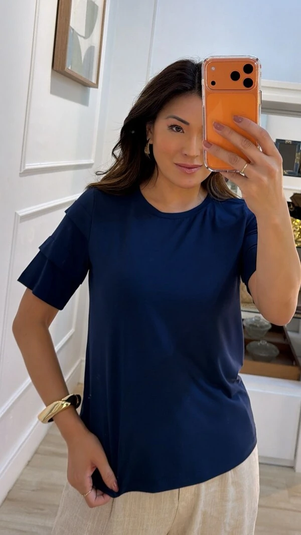 Blusa De Malha Noemi Mangas 3/4 Com Recortes