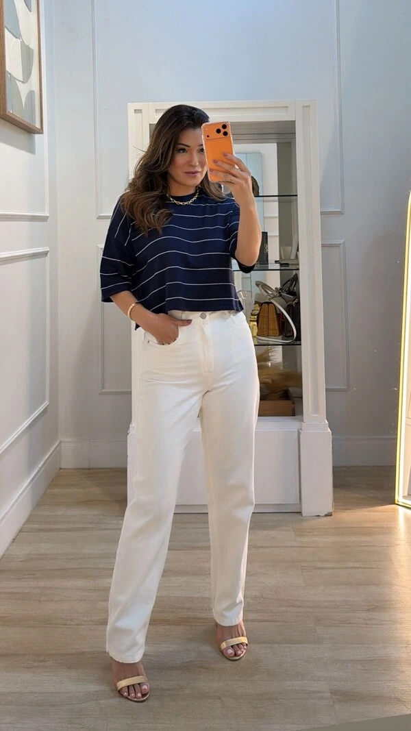 Blusa Tricot Ampla Listrada Stephanie Mangas 3/4