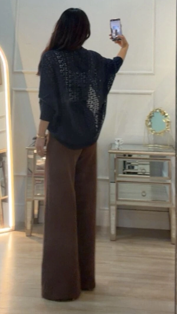 Kimono Capa Tricot Lulu Punhos Largos Canelados