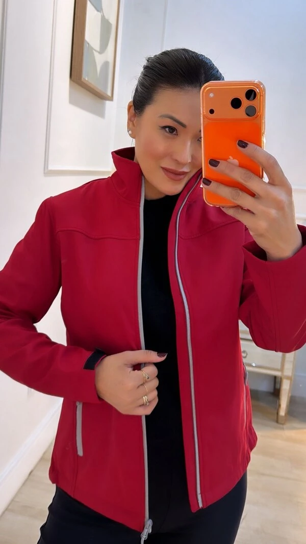 Jaqueta Casaco Gigi Gola Alta Detalhe Bicolor