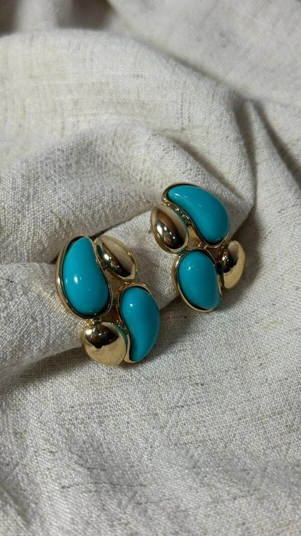 Brinco Gota Bicolor Com Dourado