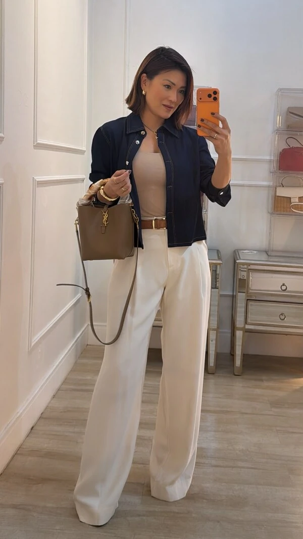 Camisa Jeans Denin Fabiola Botões Prata