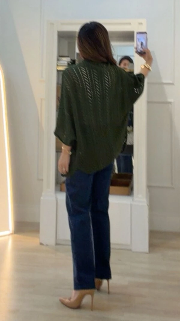 PRÉ-VENDA DATA ESTIMADA DE ENVIO 21/03 Kimono Tricot Vazado Fabi Mangas 3/4