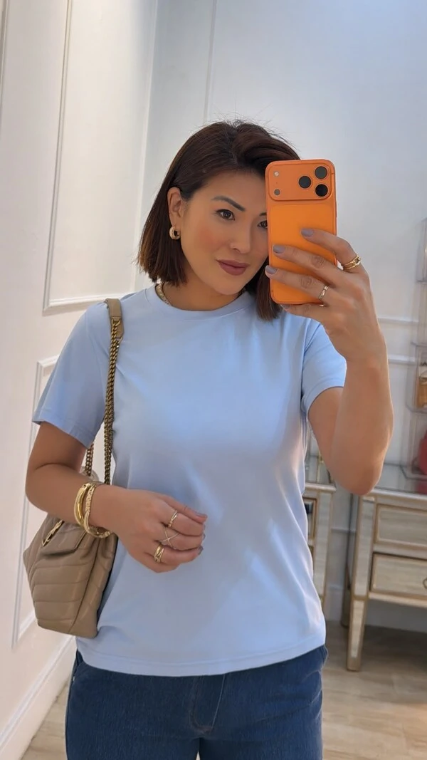 Blusa De Malha Thelma Gola Careca E Mangas Curtas