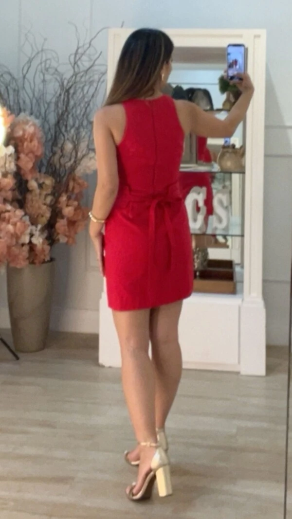 Vestido Curto Nick Cinto Faixa Largo Com Pregas