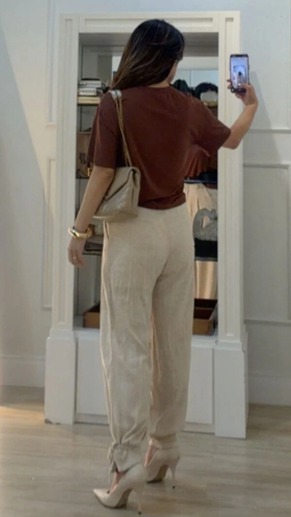 Blusa Malha Ampla Gola Careca Anny Mangas 3/4