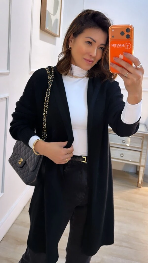 Maxi Cardigan Tricot Anabel Com Capuz