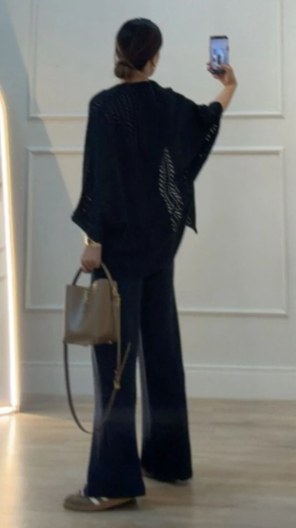 PRÉ-VENDA DATA ESTIMADA DE ENVIO DIA 24/04 Kimono Tricot Vazado Fabi Mangas 3/4