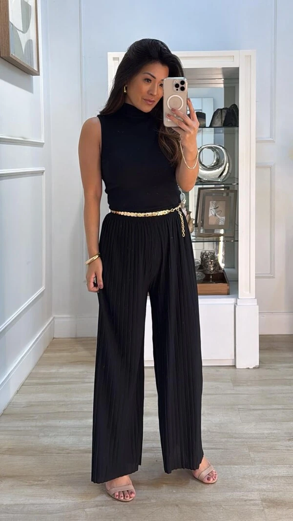 Blusa Regata Malha Canelada Grazi Gola Alta