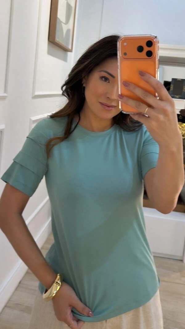 Blusa De Malha Noemi Mangas 3/4 Com Recortes