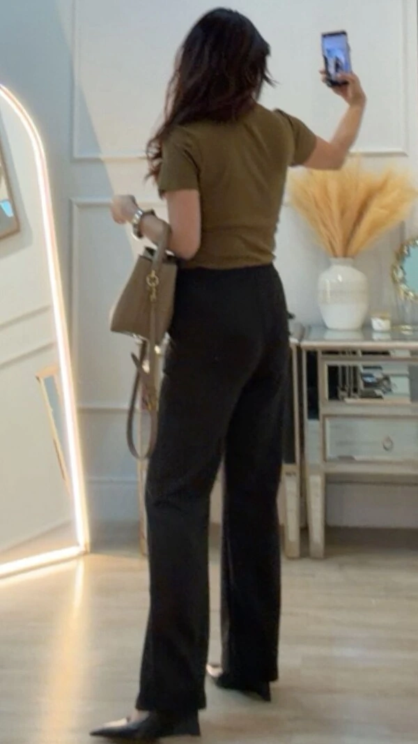 Calça Pantalona Moletinho Paola Com Bolsos Faca