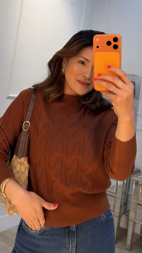 Blusa Tricot Pati Mangas Longas Detalhe Trançado