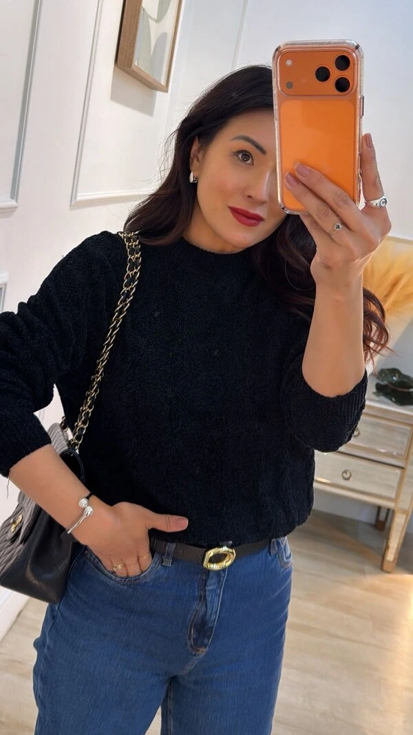 Blusa Tricot Texturizado Fernanda Trançados Pela Peça