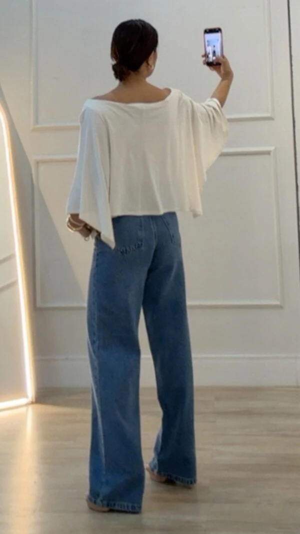 Blusa Camille Malha Canelada Morcego