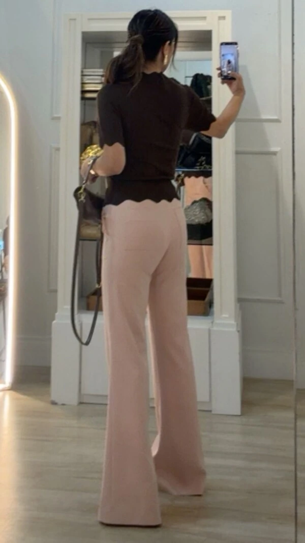 Blusa Tricot Mangas 3/4 Michelle Detalhe Em Nuvem