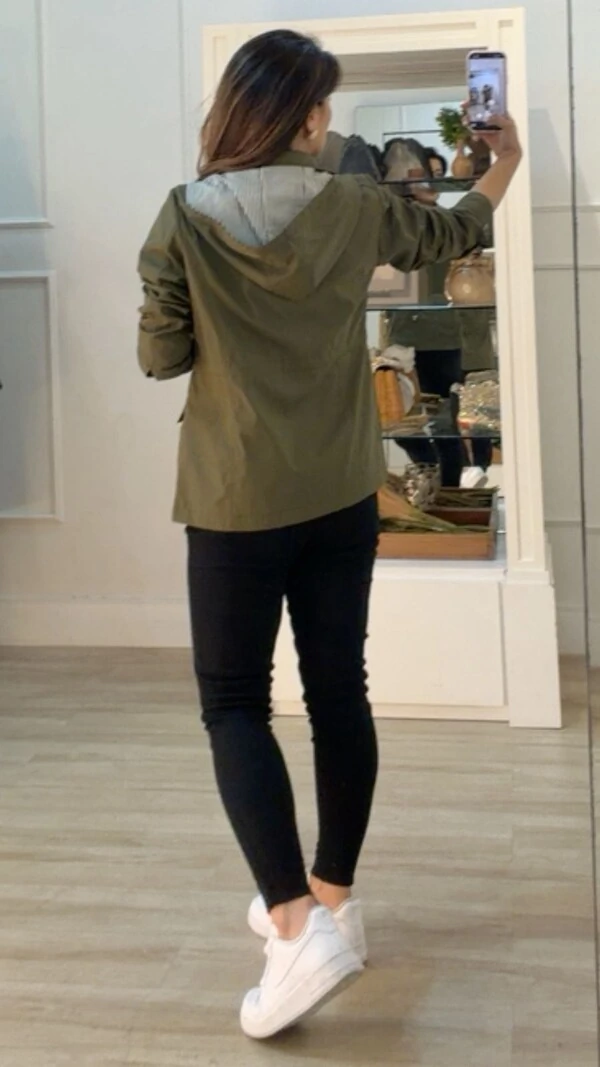 Parka Capuz Removível Sol Forro Listrado