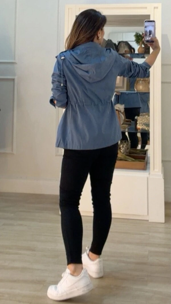 Parka Star Capuz Removível Com Puxadores Reguláveis E Botões Ônix