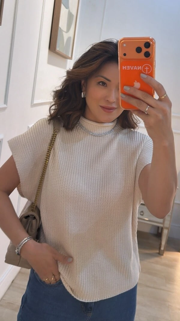 Blusa Tricot Morgana Gola Alta Detalhe Enrolado