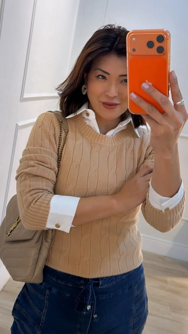 Blusa Tricot Maithe Nervuras E Trançados Pela Peça