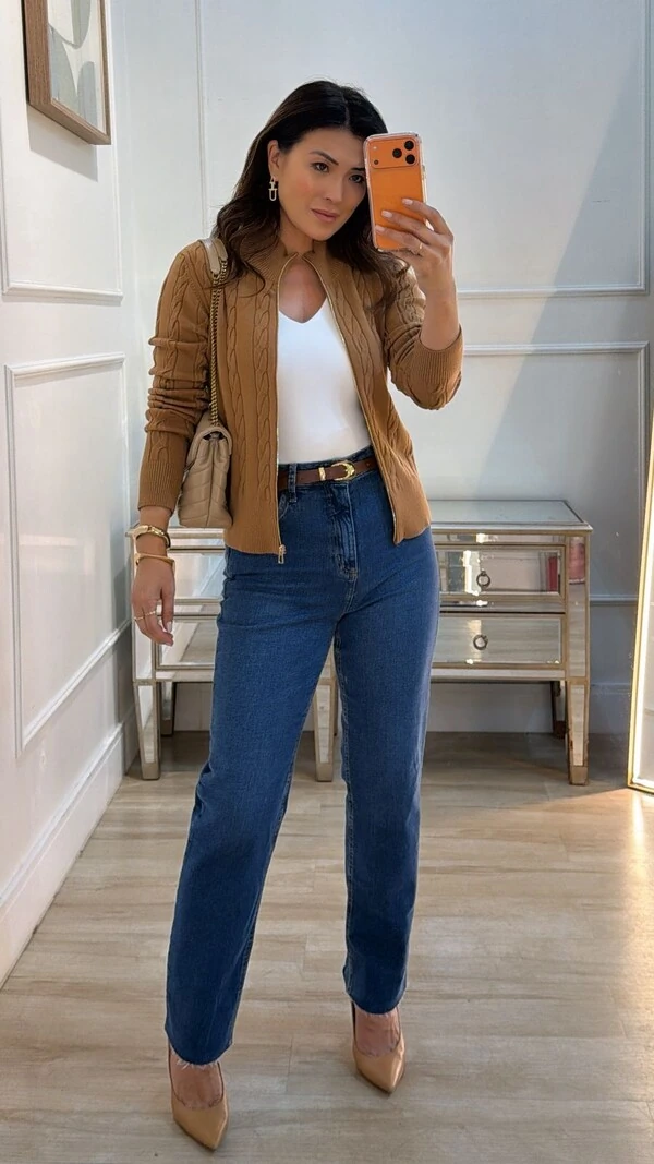 Blusa Tricot Gola Alta Trançados Pela Peça Nathaly Zíper Dourado