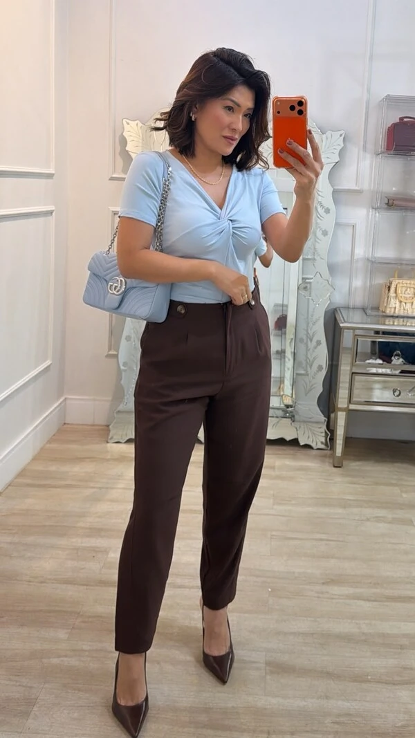 Blusa De Malha Camila Decote V Detalhe Transpassado
