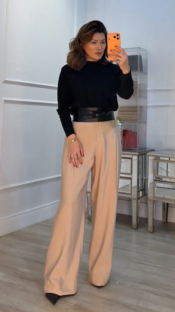 Blusa Tricot Pati Mangas Longas Detalhe Trançado