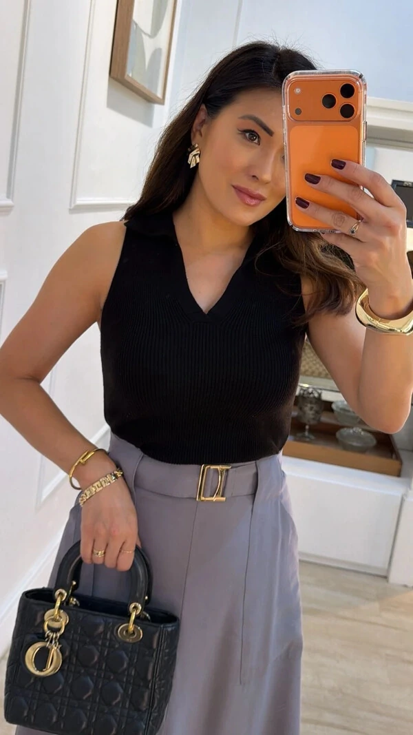 Blusa Regata Polo Tricot Celine