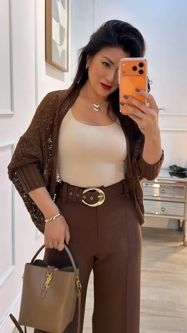 Kimono Capa Tricot Lulu Punhos Largos Canelados