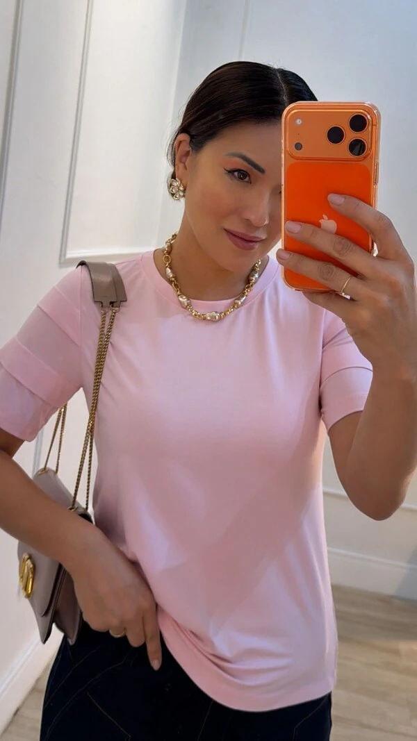 Blusa De Malha Noemi Mangas 3/4 Com Recortes