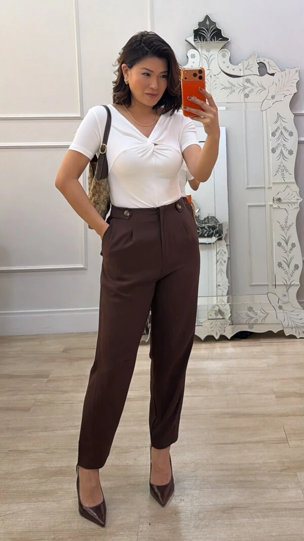 Blusa De Malha Camila Decote V Detalhe Transpassado