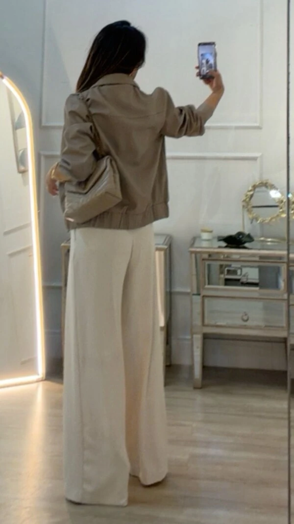 Jaqueta Casaco Couro Eco Andreia Gola Detalhe Entrelaçado Texturizado