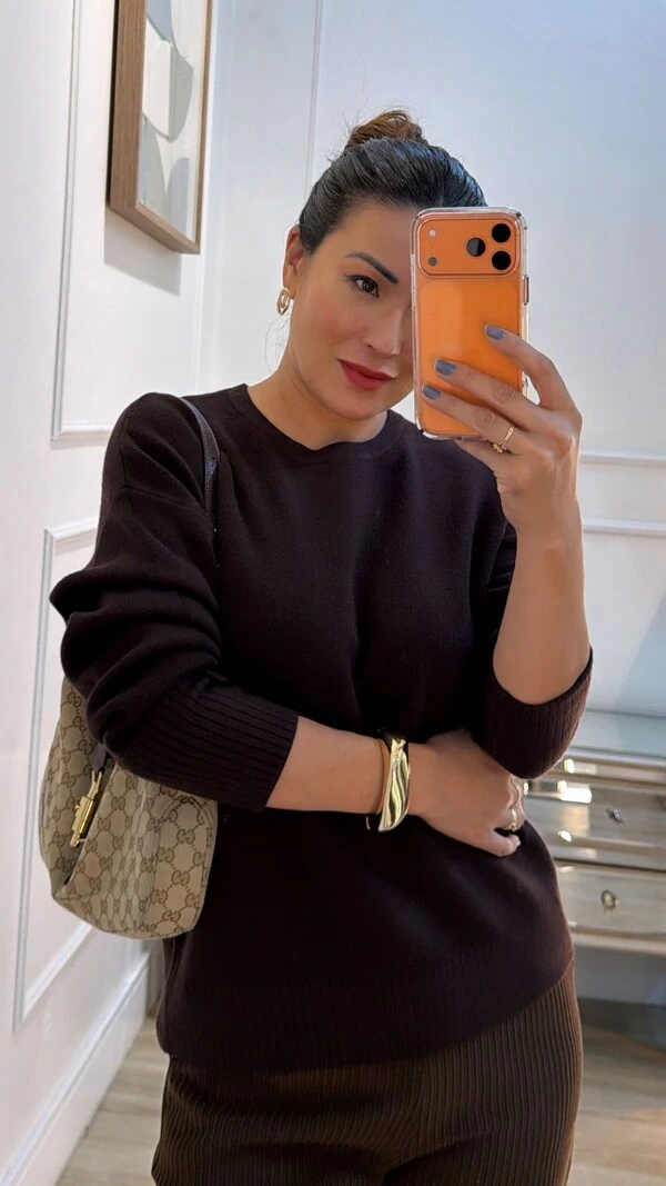 Blusa Tricot Marina Punhos Largos Canelados Detalhe De Botão