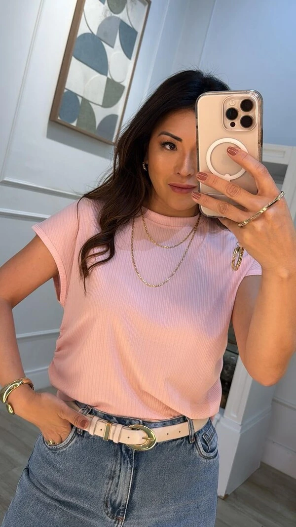 Blusa Ampla Steff Canelada Com Detalhes Texturizados