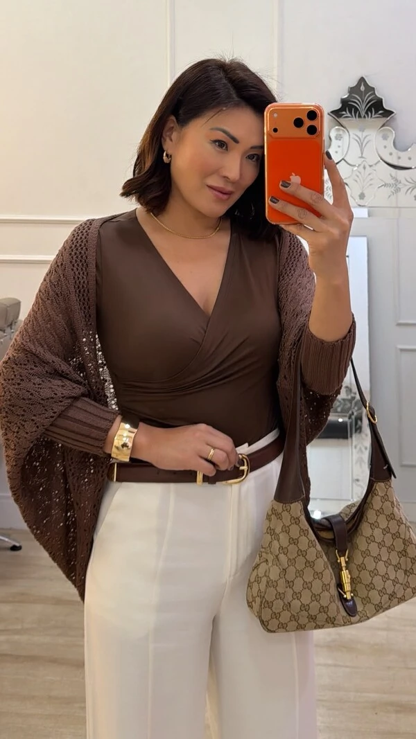 PRÉ-VENDA DATA ESTIMADA DE ENVIO DIA 10/10 Kimono Capa Tricot Lulu Punhos Largos Canelados