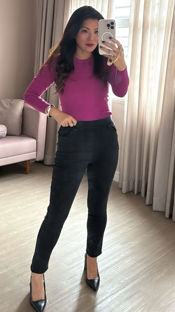 Calça Sarja Skinny Desire Pala Larga Com Elástico